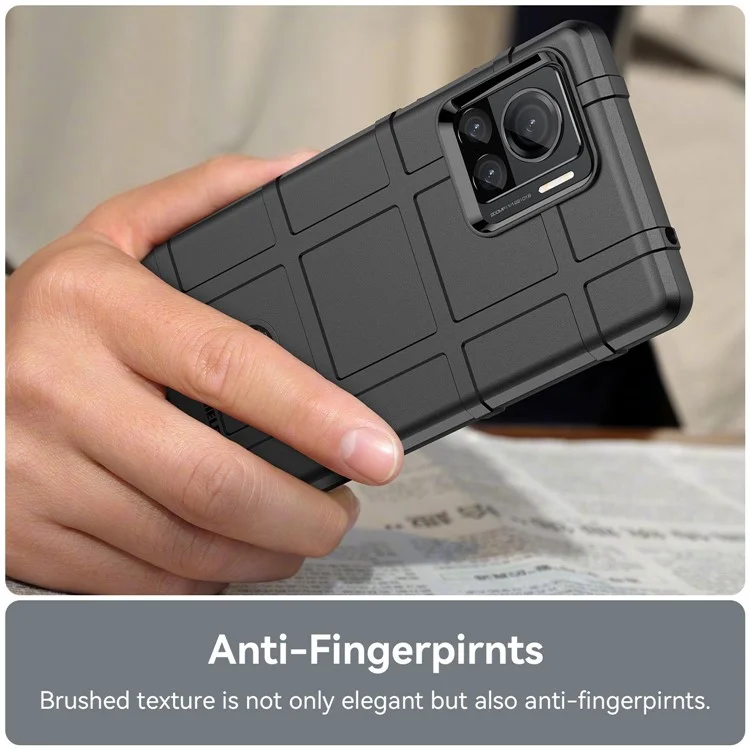 Mobile Phone Cover for Motorola Moto X30 Pro 5G / Edge 30 Ultra 5G, Rugged Square Grid Texture TPU Shockproof Phone Case - Black