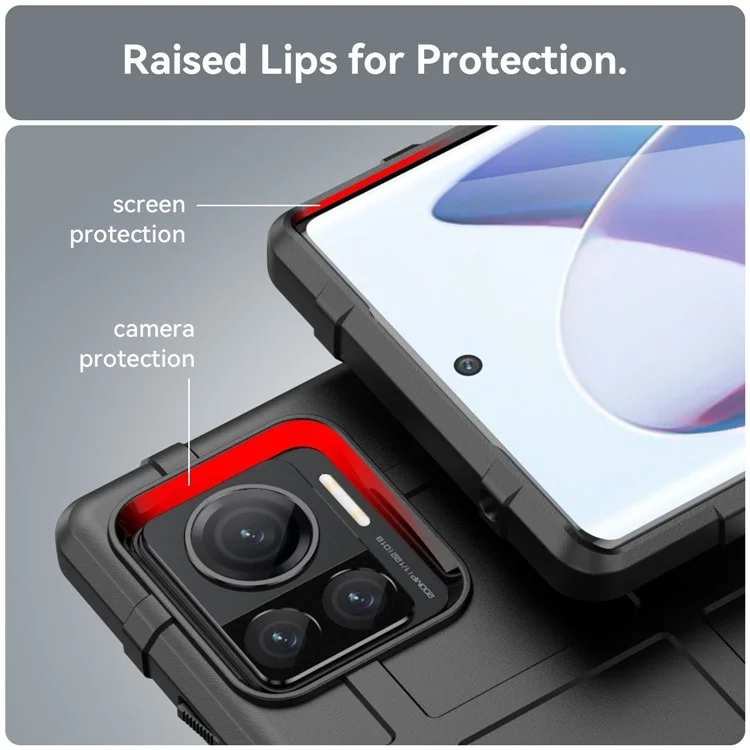 Mobile Phone Cover for Motorola Moto X30 Pro 5G / Edge 30 Ultra 5G, Rugged Square Grid Texture TPU Shockproof Phone Case - Black