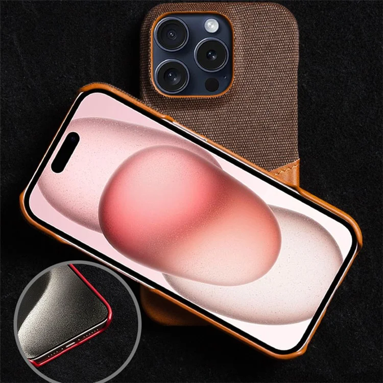 For iPhone 16 Pro Case PU Leder Kartenfach Tuchstruktur Hartplastik Handyhülle - Blau