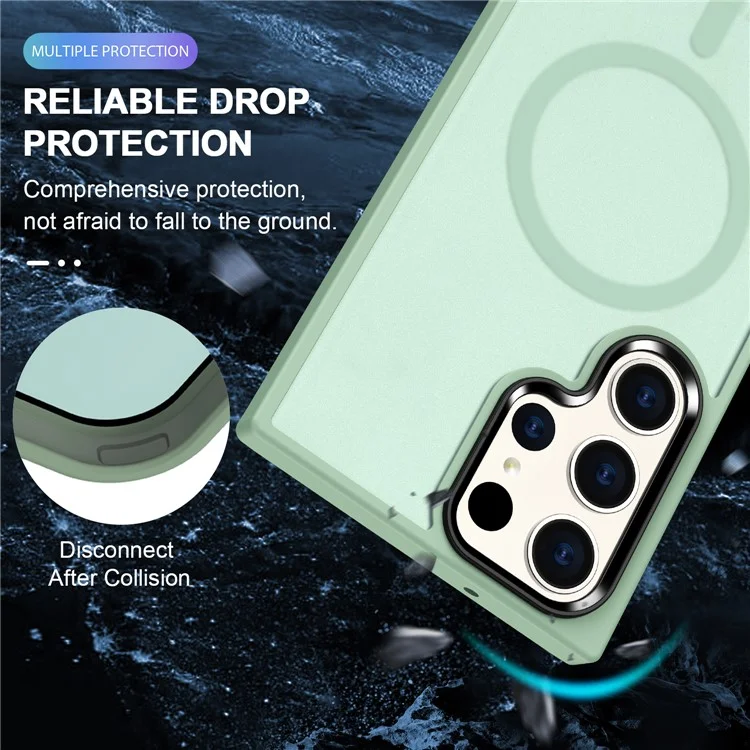 Custodia per Samsung Galaxy S23 Ultra Compatibile con MagSafe Pelle-Tocco PC+TPU Custodia Telefonica - Verde Chiaro