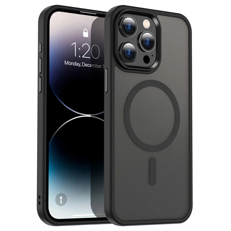 Custodia per iPhone 13 Pro Max compatibile con MagSafe Custodia ibrida TPU+PC - Nera