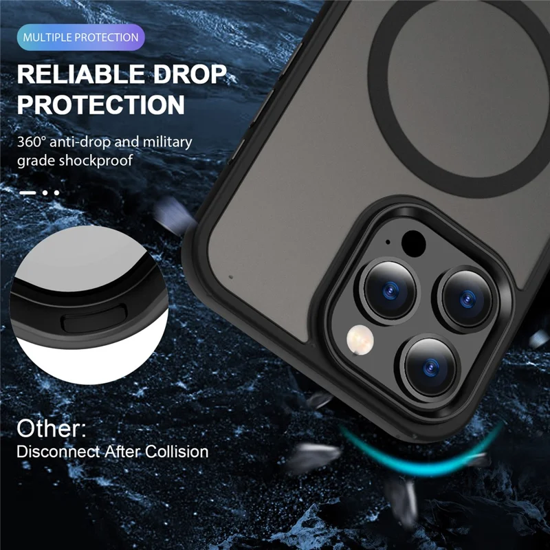 Custodia per iPhone 13 Pro Max compatibile con MagSafe Custodia ibrida TPU+PC - Nera