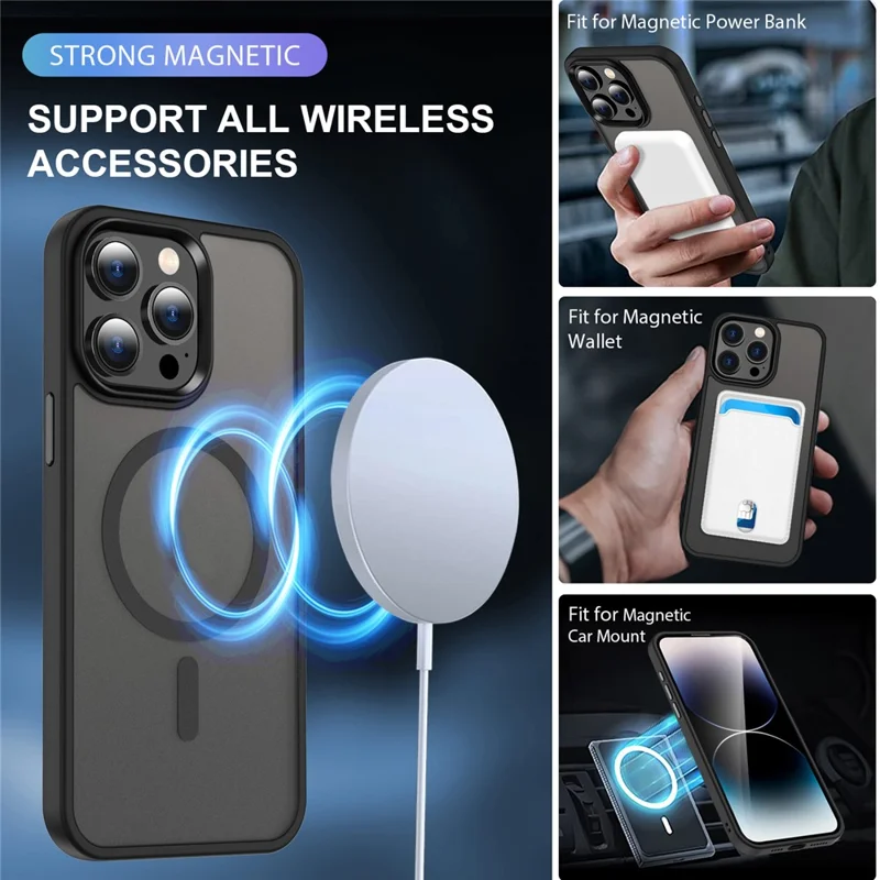 Custodia per iPhone 13 Pro Max compatibile con MagSafe Custodia ibrida TPU+PC - Nera