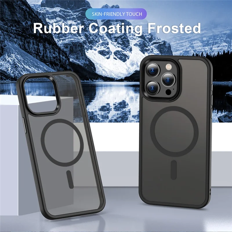 Custodia per iPhone 13 Pro Max compatibile con MagSafe Custodia ibrida TPU+PC - Nera