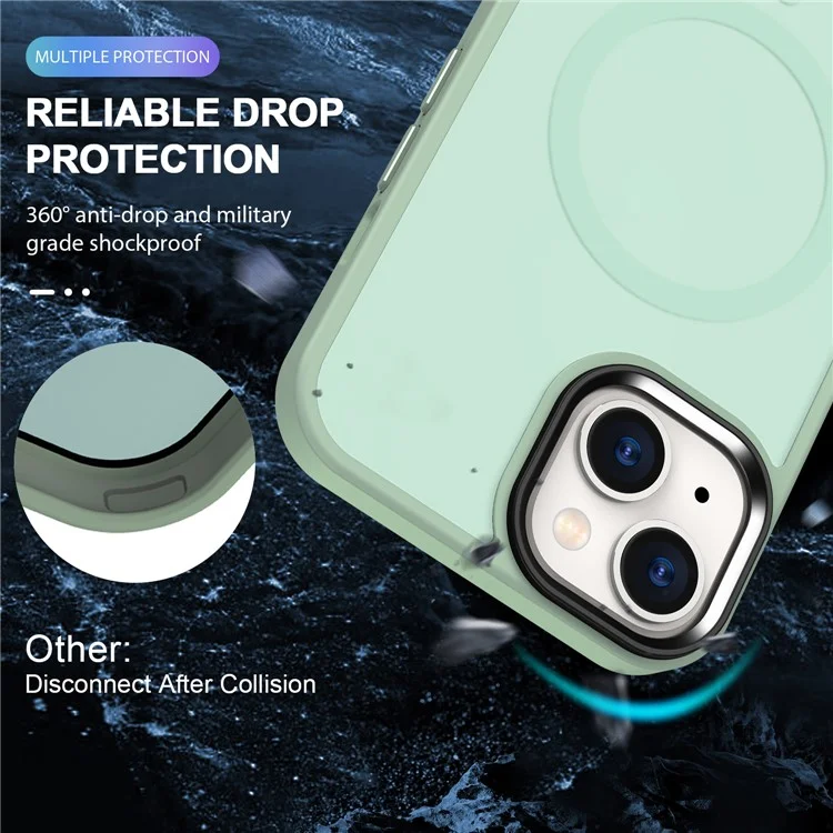 Funda magnética compatible con iPhone 15 MagSafe TPU+PC Skin-Touch Phone Cover - Verde claro