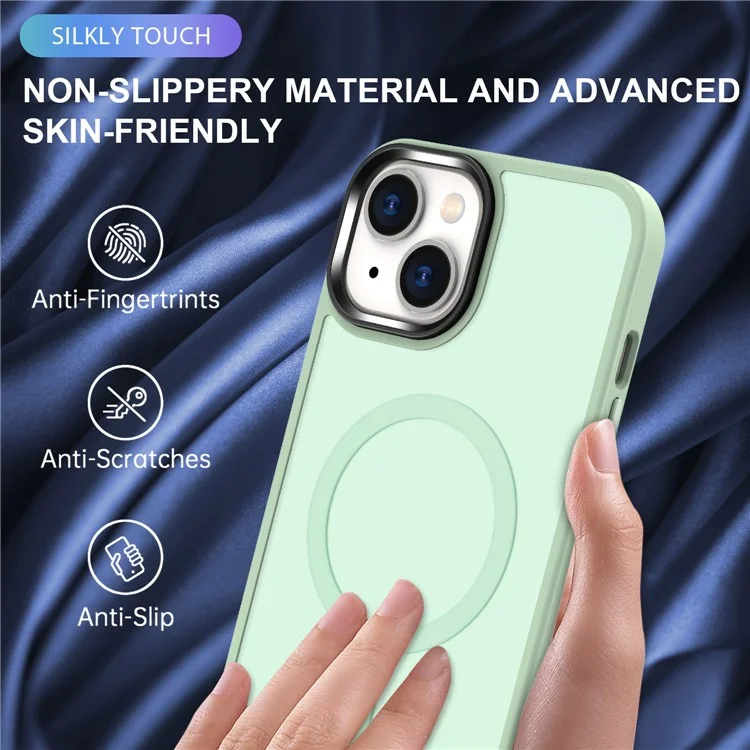 Funda magnética compatible con iPhone 15 MagSafe TPU+PC Skin-Touch Phone Cover - Verde claro