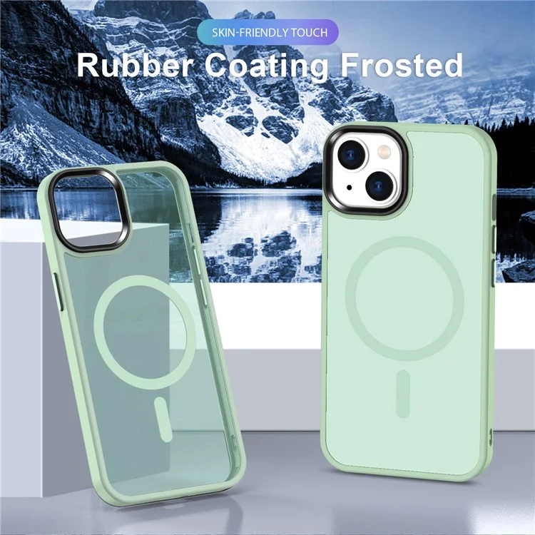 Funda magnética compatible con iPhone 15 MagSafe TPU+PC Skin-Touch Phone Cover - Verde claro