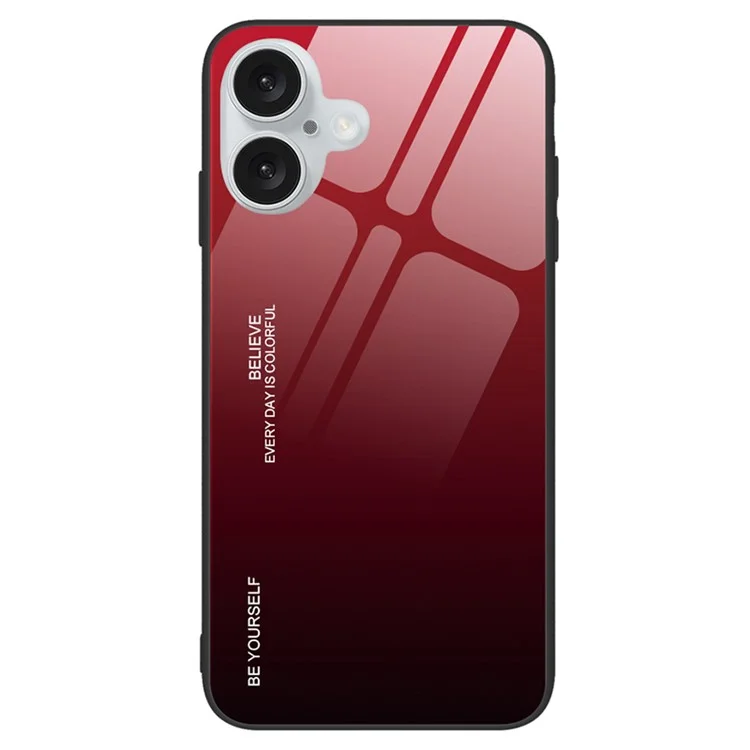 Чехол для iPhone 16, закаленное стекло+TPU, чехол для телефона, градиентный цвет - красный/черный