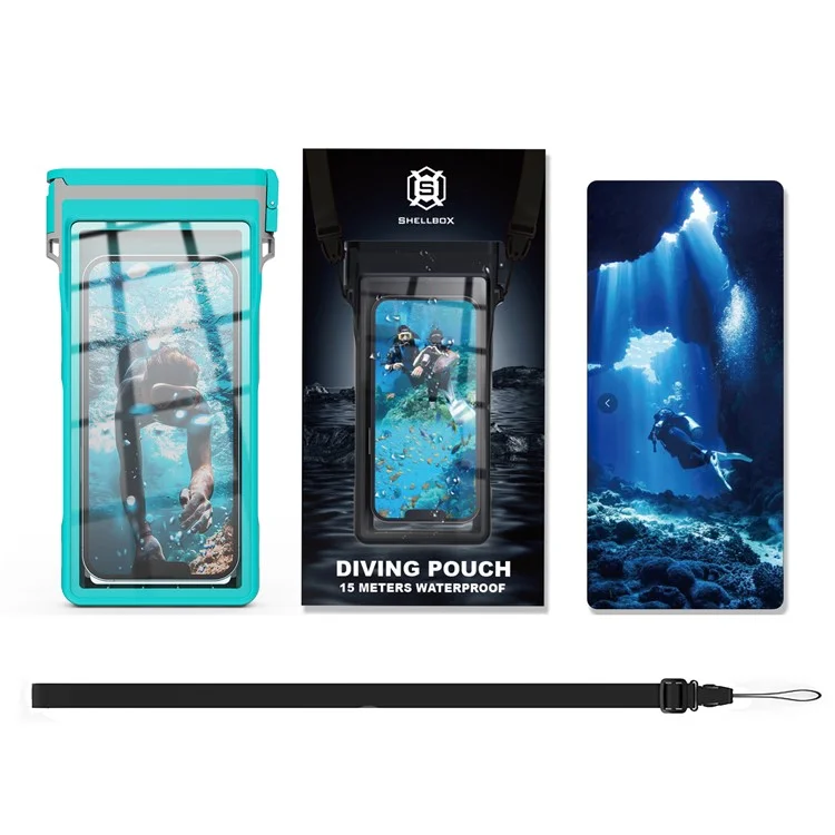 SHELLBOX 15m Capa de Telefone Celular à Prova d'Água de 7 polegadas - Azul