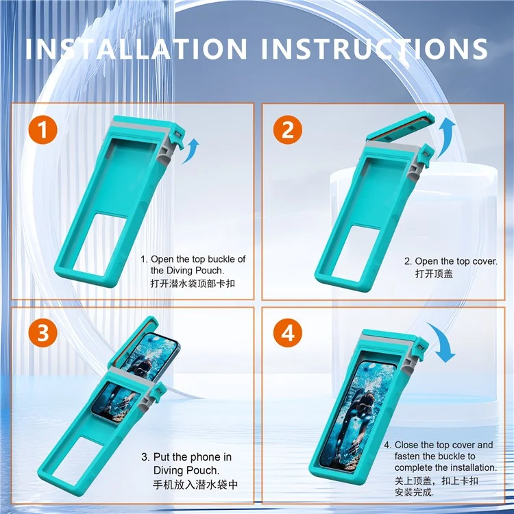 SHELLBOX 15m Capa de Telefone Celular à Prova d'Água de 7 polegadas - Azul