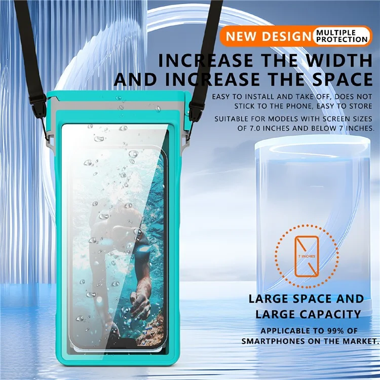 SHELLBOX 15m Capa de Telefone Celular à Prova d'Água de 7 polegadas - Azul