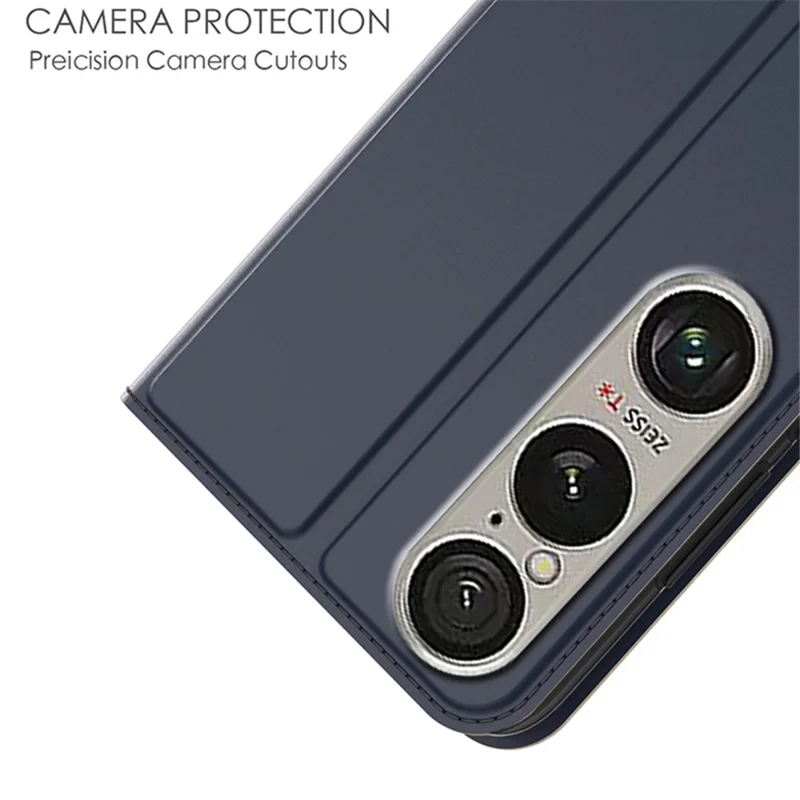 For Sony Xperia 1 VI Case Leather Folio Flip Cover Magnetic Closure - Blue