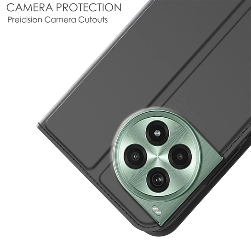 For OnePlus Ace 3 Pro 5G Case Leather Phone Cover Folding Stand Strong Magnetic Closure - Black