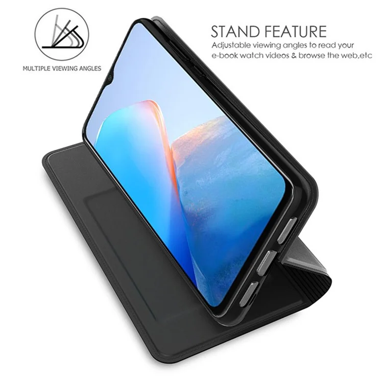 For Infinix Smart 8 4G Case Stand Card Slot Leather Phone Cover Auto Magnetic Closed - Black