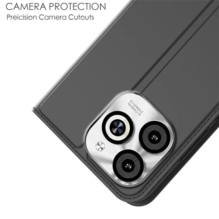For Infinix Smart 8 4G Case Stand Card Slot Leather Phone Cover Auto Magnetic Closed - Black