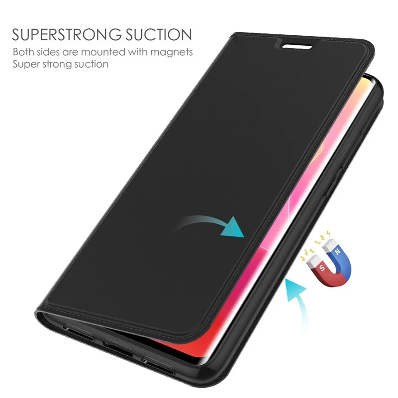 For iPhone 16 Plus Case Card Slot Stand Strong Magnetic Closure PU Leather Phone Cover - Black