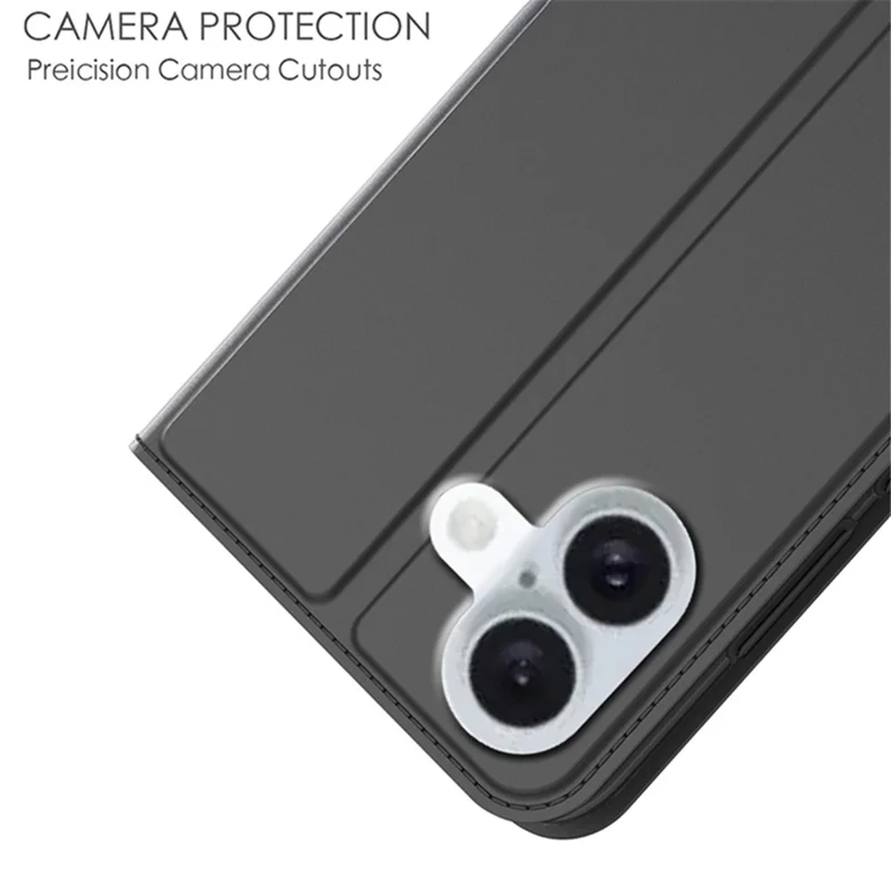 For iPhone 16 Plus Case Card Slot Stand Strong Magnetic Closure PU Leather Phone Cover - Black