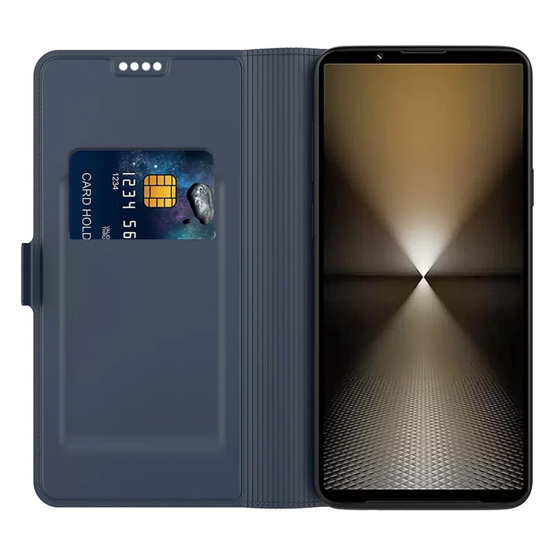 For Sony Xperia 10 VI Case PU Leather Magnetic Flip Phone Cover with Card Holder Slot  - Blue