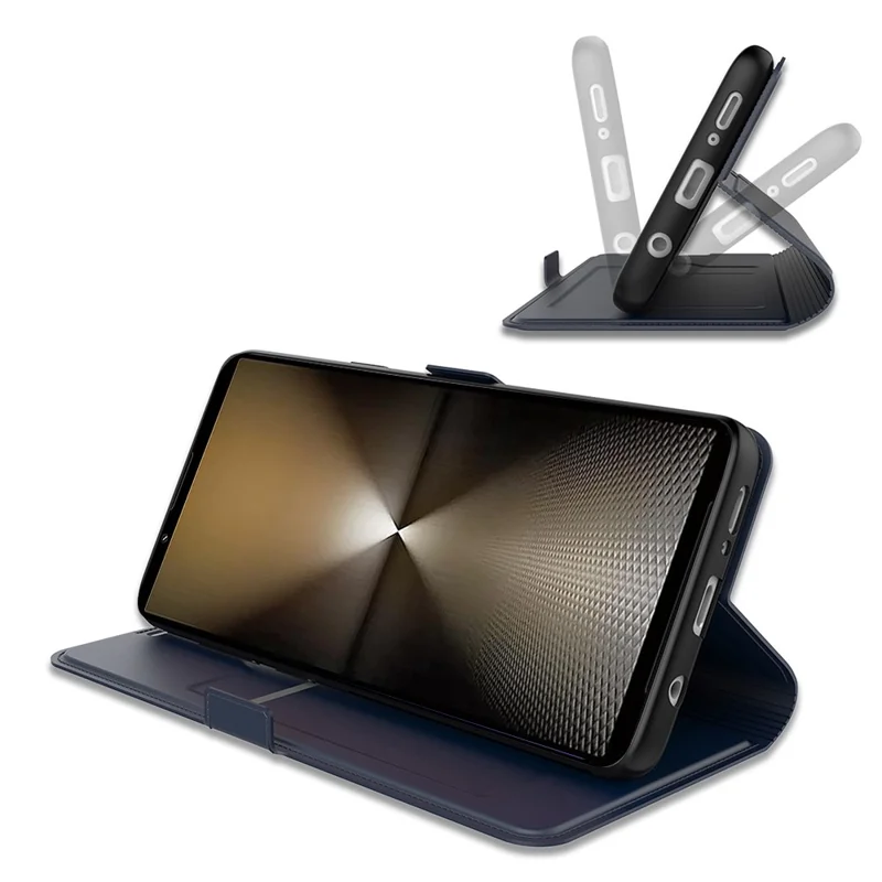 For Sony Xperia 10 VI Case PU Leather Magnetic Flip Phone Cover with Card Holder Slot  - Blue