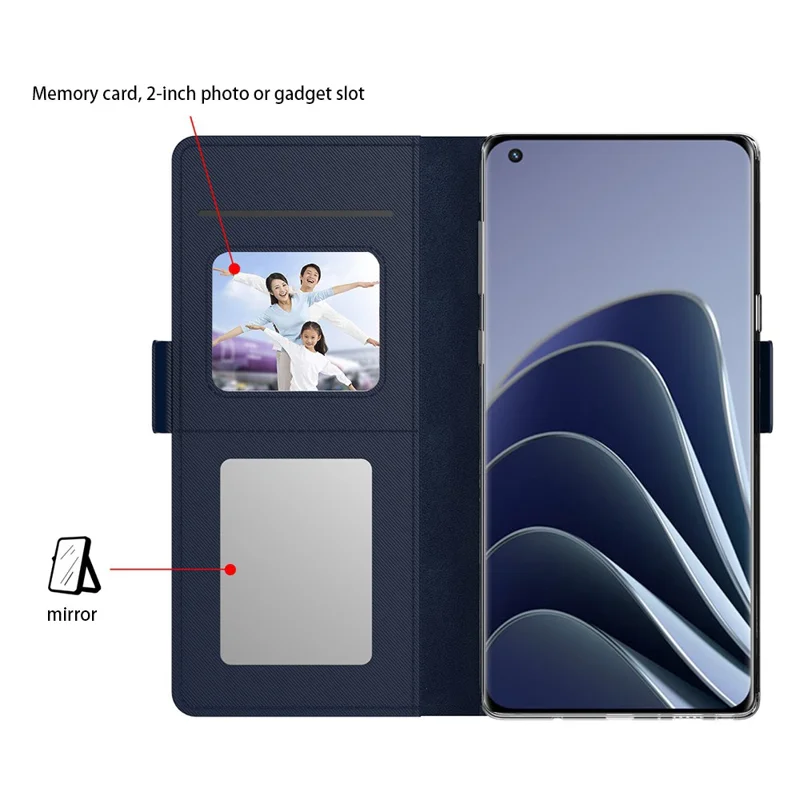 For OnePlus Nord CE4 Lite 5G Case Mirror Design PU Leather Phone Cover Card Holder - Blue