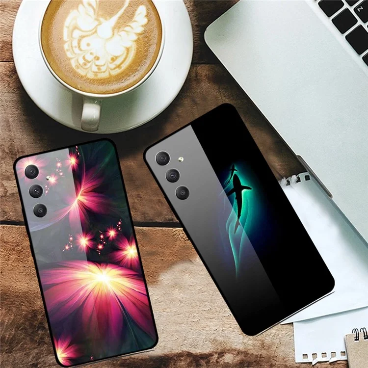 Per Samsung Galaxy A35 5G Case Pattern Printing Tempered Glass Anti-Scratch Phone Cover - Ice and Fire Guitar