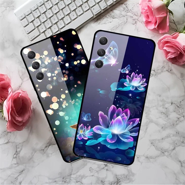 Per Samsung Galaxy A35 5G Case Pattern Printing Tempered Glass Anti-Scratch Phone Cover - Ice and Fire Guitar