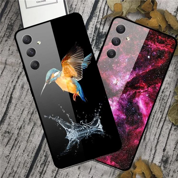 Per Samsung Galaxy A35 5G Case Pattern Printing Tempered Glass Anti-Scratch Phone Cover - Ice and Fire Guitar