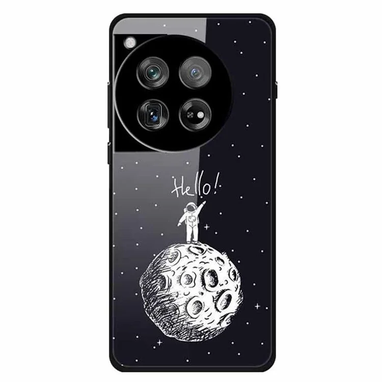 Per OnePlus 12 5G Case Pattern Printing Tempered Glass Cell Phone Protection Cover - Moon Landing