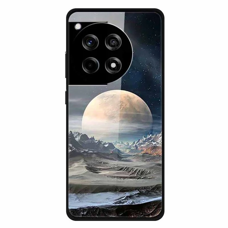 For OnePlus 12R 5G / Ace 3 5G Case Pattern Printed Tempered Glass Phone Cover - White Planet