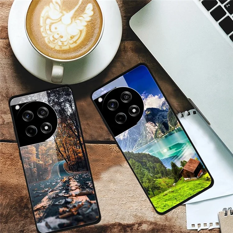 For OnePlus 12R 5G / Ace 3 5G Case Pattern Printed Tempered Glass Phone Cover - White Planet