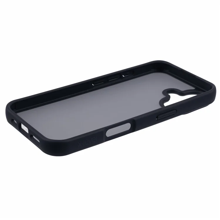 Étui X-LEVEL pour iPhone 16 en acrylique + coque de protection en TPU caoutchouté - Noir