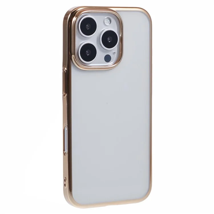 X-LEVEL For iPhone 16 Pro Case Electroplating Hard PC Clear Back Phone Cover - Gold