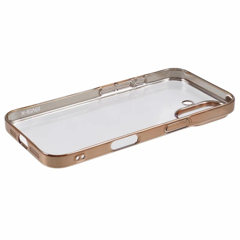 X-LEVEL For iPhone 16 Case Hard PC Transparent Shockproof Phone Cover - Gold