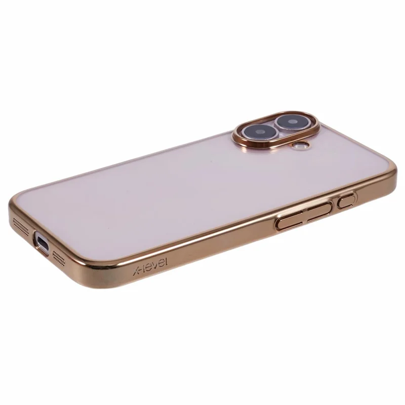 X-LEVEL For iPhone 16 Case Hard PC Transparent Shockproof Phone Cover - Gold