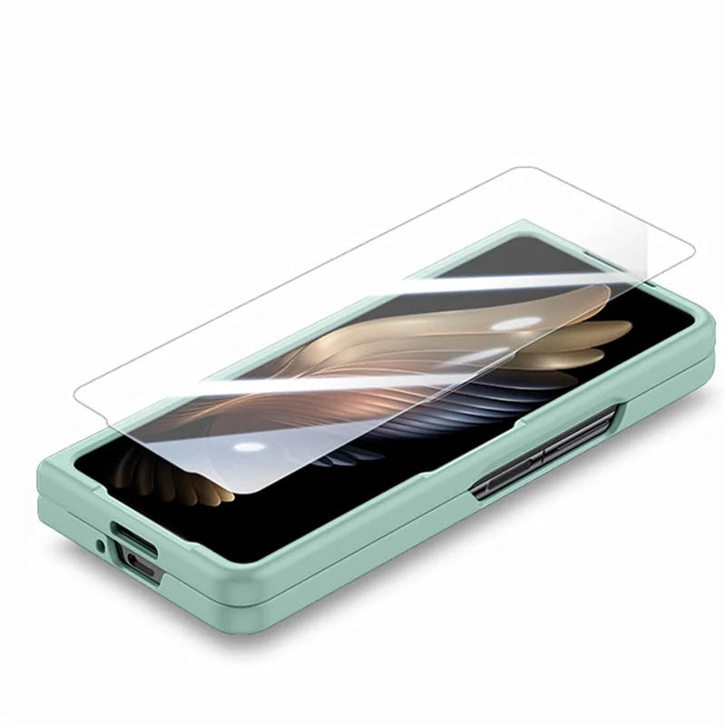 For Samsung Galaxy Z Fold6 5G Case Rubberized PC Phone Cover with Tempered Glass Film - Light Green