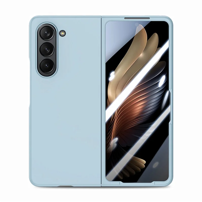For Samsung Galaxy Z Fold6 5G Case Rubberized PC Phone Cover with Tempered Glass Film - Baby Blue