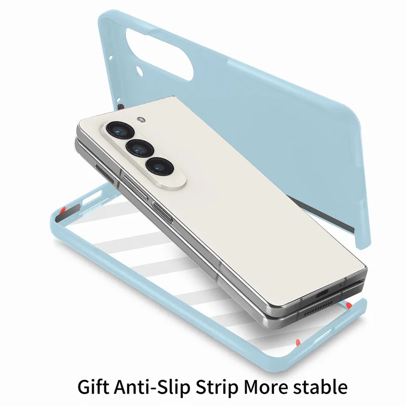 For Samsung Galaxy Z Fold6 5G Case Rubberized PC Phone Cover with Tempered Glass Film - Baby Blue