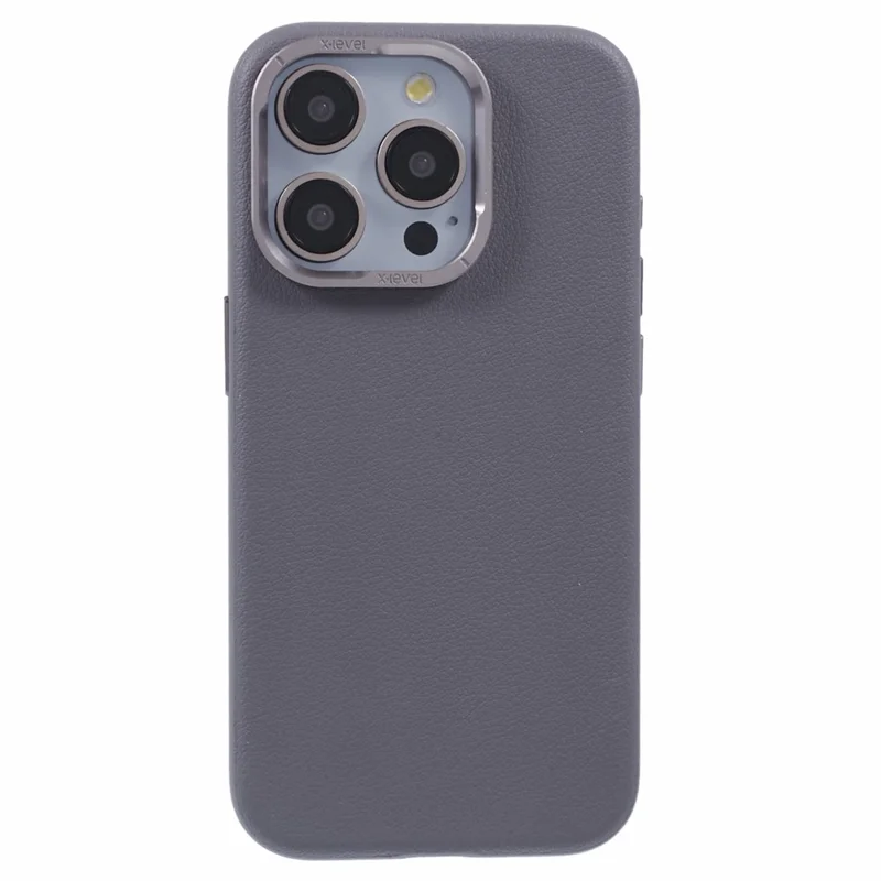 X-LEVEL For iPhone 14 Pro Max Case Slim PU Leather Hard PC Shell Phone Cover - Grey