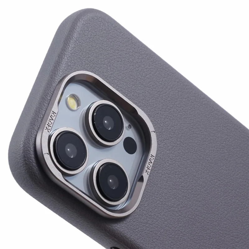 X-LEVEL For iPhone 14 Pro Max Case Slim PU Leather Hard PC Shell Phone Cover - Grey