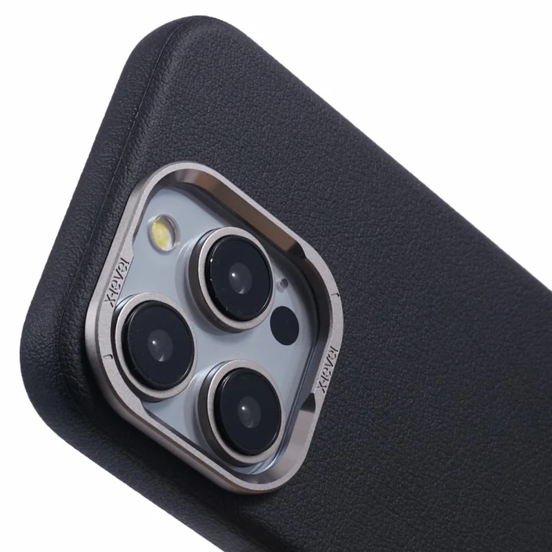 X-LEVEL For iPhone 14 Pro Max Case Slim PU Leather Hard PC Shell Phone Cover - Black