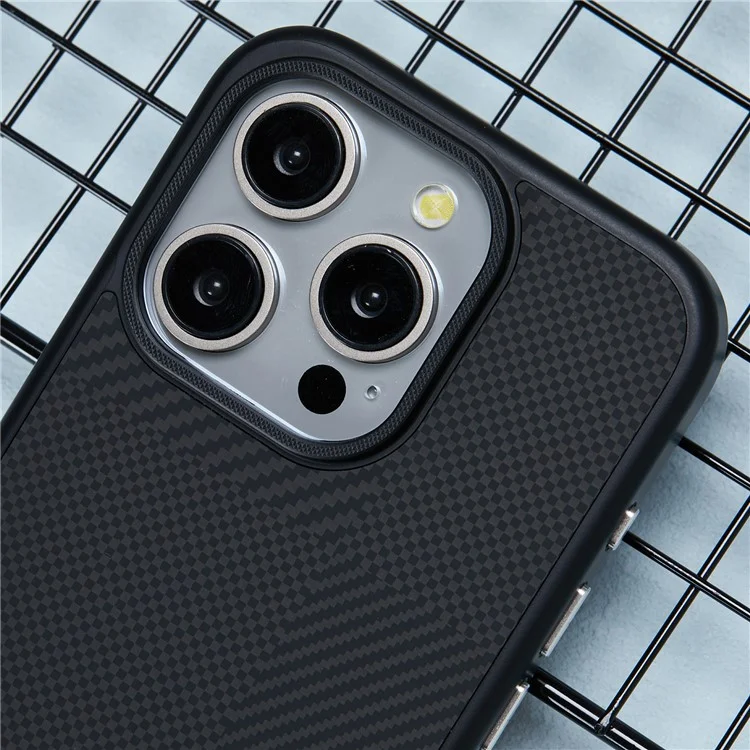X-LEVEL For iPhone 14 Pro Max Case Hard PC Anti-Scratch Phone Cover Carbon Nano Fiber Texture - Black