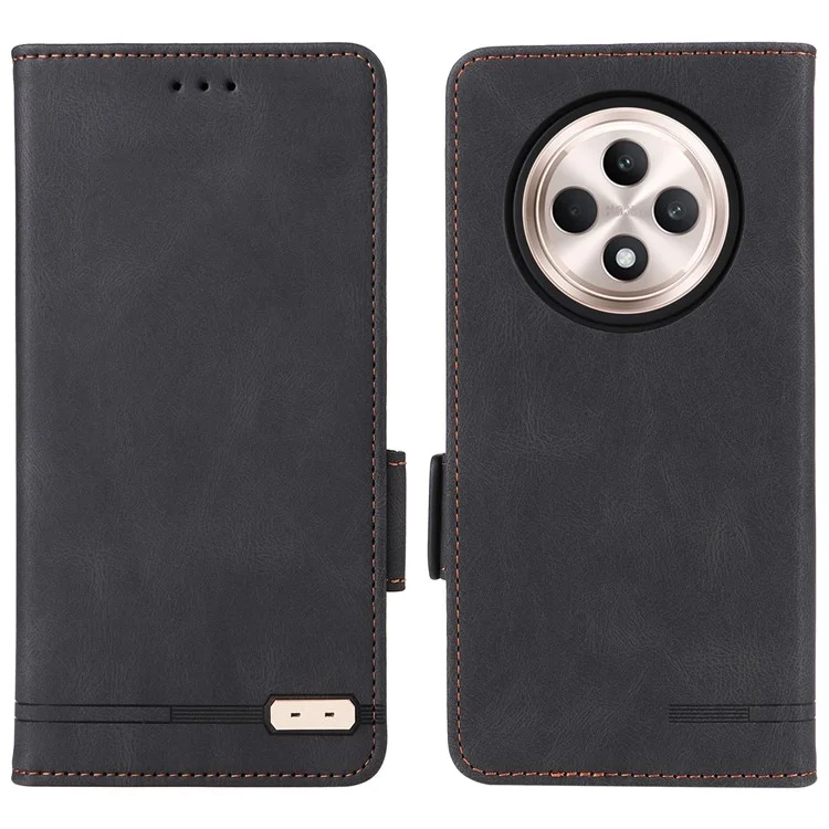 Pour Oppo Reno12 F 5G Case Hardware Décor Wallet Phone Cover - Noir