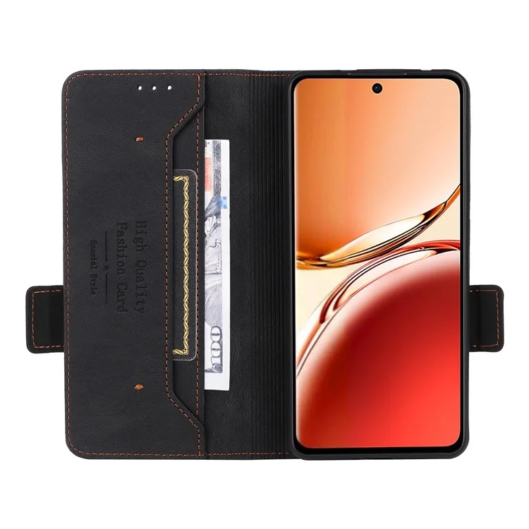 Pour Oppo Reno12 F 5G Case Hardware Décor Wallet Phone Cover - Noir