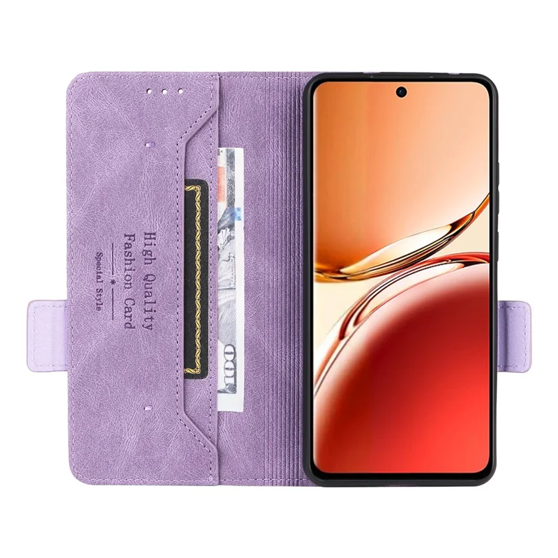 For Oppo Reno12 F 5G Case Hardware Decor Leather Wallet Phone Cover - Purple