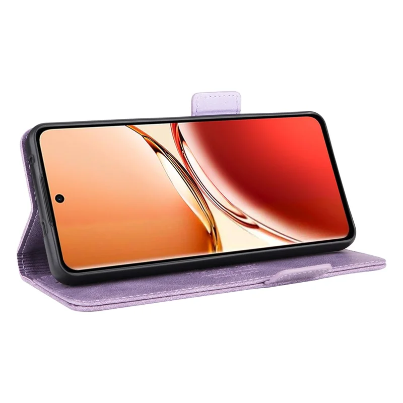 For Oppo Reno12 F 5G Case Hardware Decor Leather Wallet Phone Cover - Purple