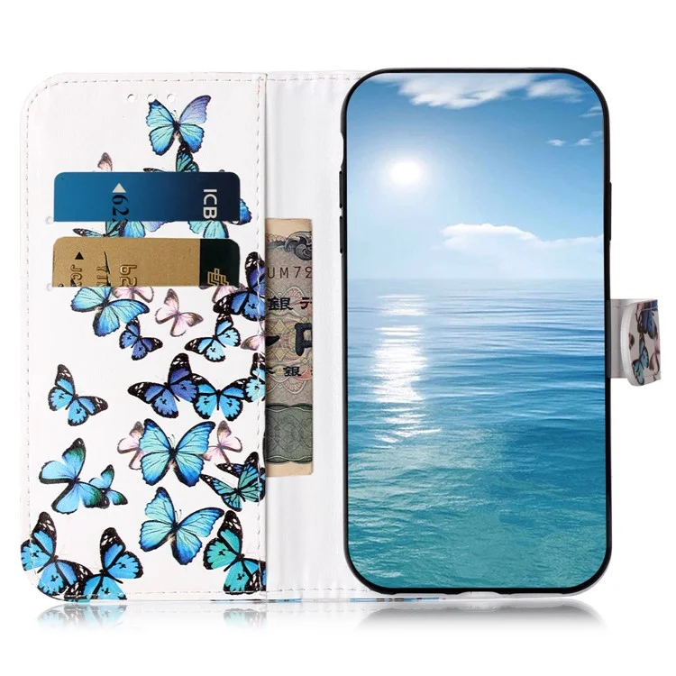For Honor 200 Pro 5G Case Leather Pattern Design Flip Wallet Phone Cover - Blue Butterfly