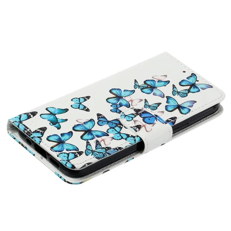 For Honor 200 Pro 5G Case Leather Pattern Design Flip Wallet Phone Cover - Blue Butterfly