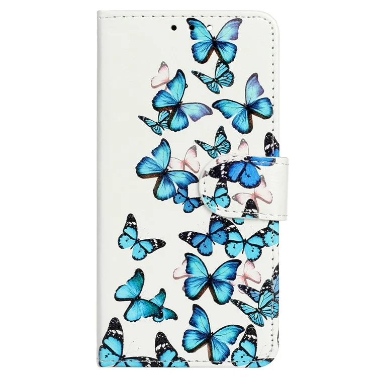 For Honor 200 Pro 5G Case Leather Pattern Design Flip Wallet Phone Cover - Blue Butterfly