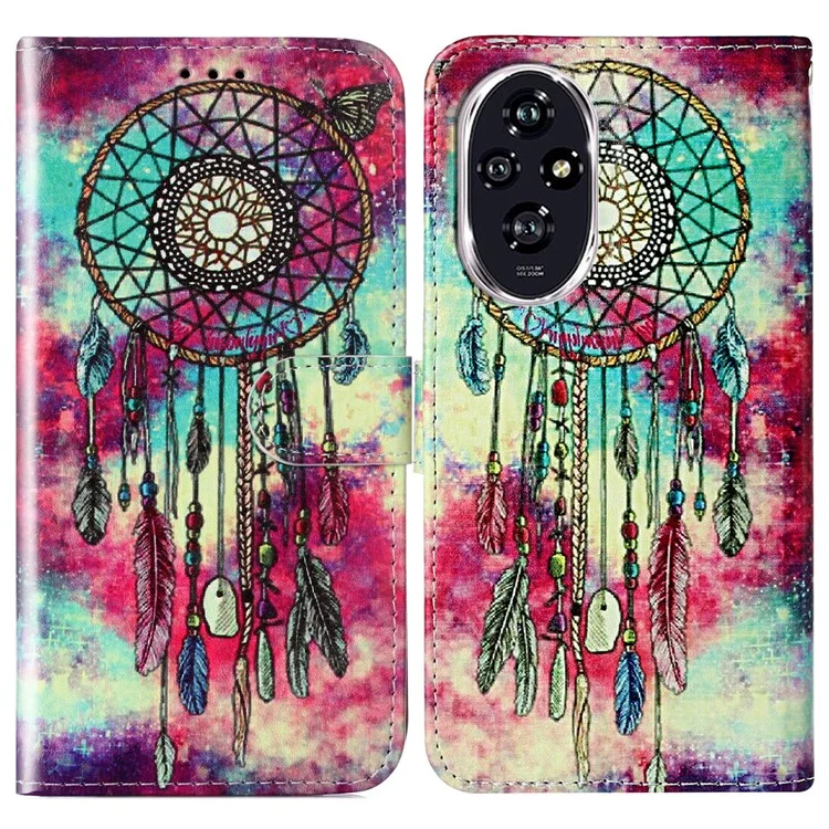 For Honor 200 5G Case Leather Pattern Design Flip Wallet Phone Cover - Dream Catcher