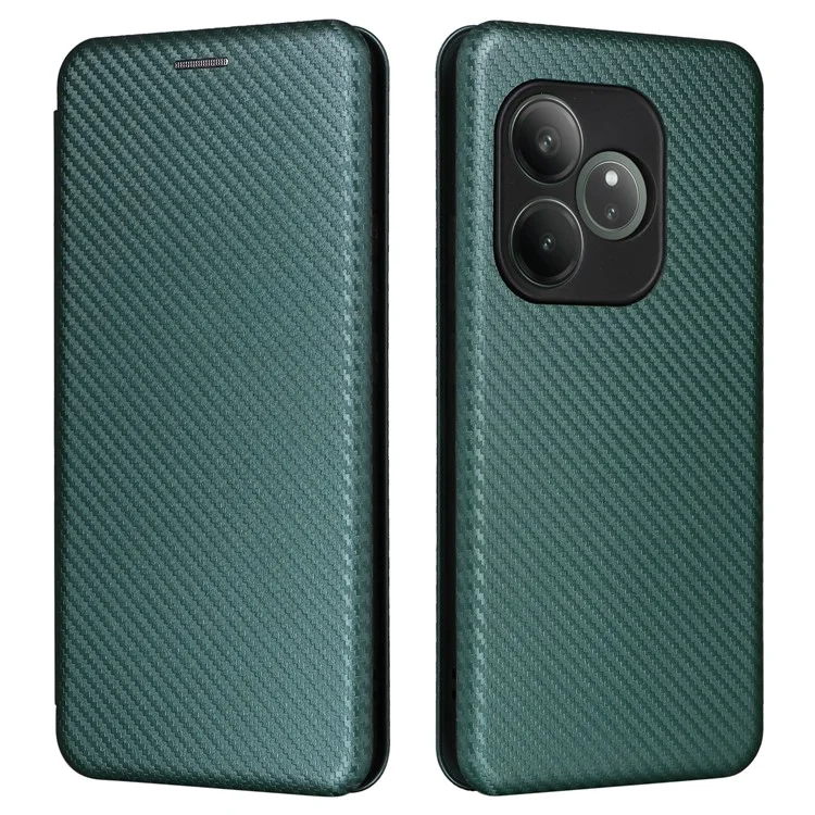Para Realme GT 6 5G / 6T 5G / Neo6 SE 5G / Neo6 5G Capa Slot de Cartão Textura de Fibra de Carbono Couro Telefone Capa - Verde